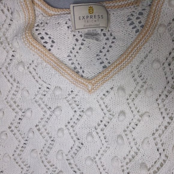 Express Tricot Hand Knit White Sweater Women's Size M - Picture 5 of 5